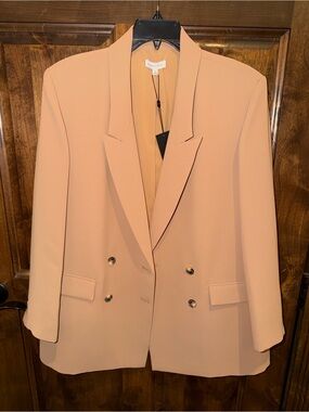 Gianni Bini Double-Breasted Tan/Nude Blazer